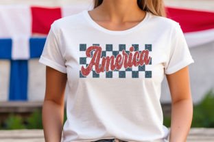 4th of July, Retro Checkered America PNG Graphic T-shirt Designs By Premium Digital Files 3
