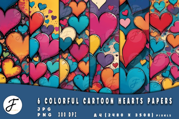 Colorful Cartoon Hearts Papers Afbeelding Achtergronden Door Joaquin Fernandez