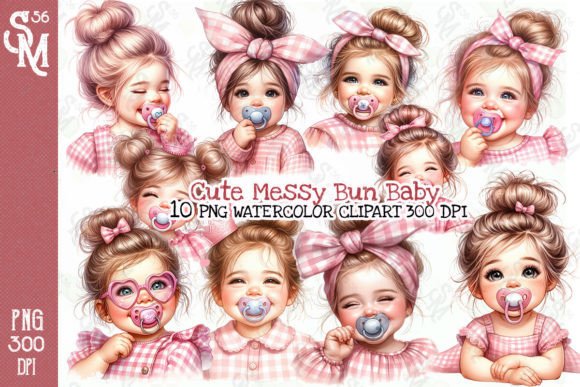 Cute Messy Bun Baby Sublimation Clipart Graphic Illustrations By StevenMunoz56
