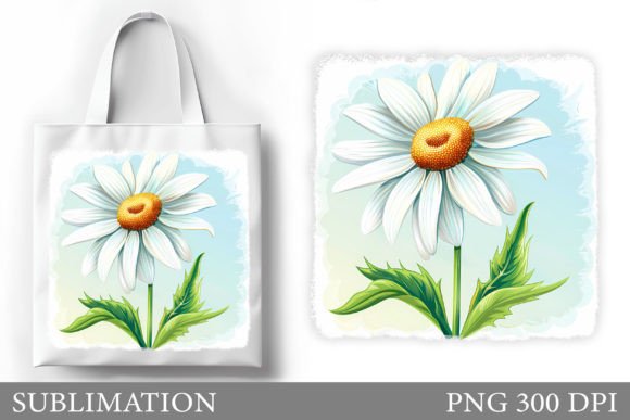 Daisy Flowers Tote Bag Sublimation Grafika Ilustracje do Druku Przez shishkovaiv