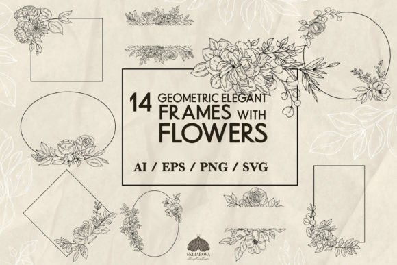 Flower Frames Svg Png Eps Graphic Illustrations By HappyWatercolorShop