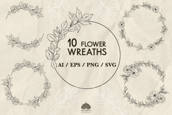 Flower Wreaths Svg Png Eps Graphic Illustrations By HappyWatercolorShop