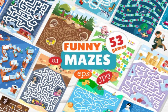 Funny Mazes Set Gráfico Infantil Por Arty Bears