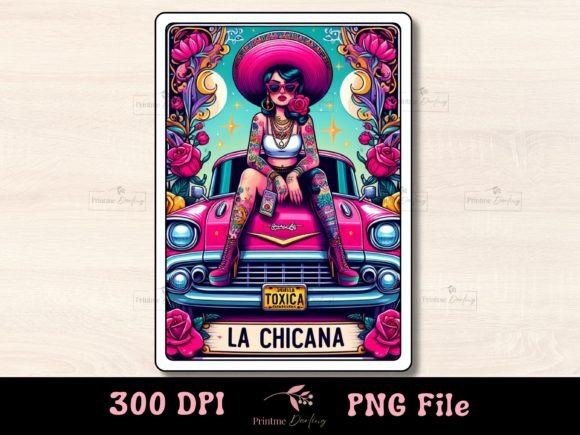 Funny Mexican Tarot Card, La Chicana Png Grafik Druckbare Illustrationen Von Printme Darling