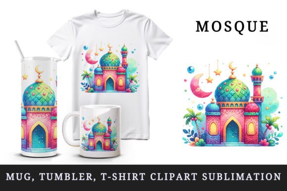 Mosque, Ramadan Tumbler Mug Wrap Clipart Graphic Crafts By Tati Design