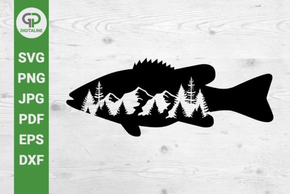 Bass Fish SVG Forest and Mountain SVG Graphic Illustrations By GPDigitaline