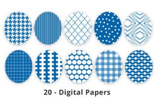 Blue and White Pattern Papers Seamless Graphic Patterns By Lemon Paper Lab 2