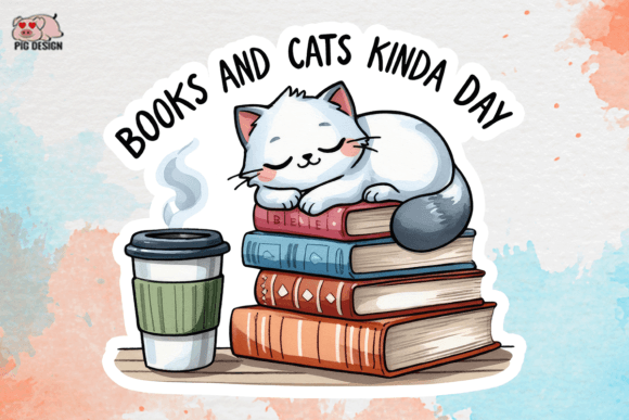 Books and Cats Kinda Day Sublimation Graphic Crafts By PIG.design