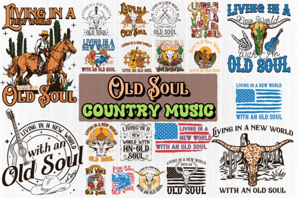 Country Music Old Soul SVG Bundle Graphic Print Templates By Pecgine