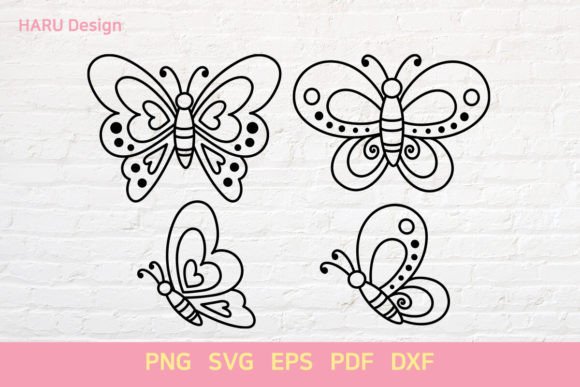 Cute Butterfly Outline Graphic Crafts By HARUdesign