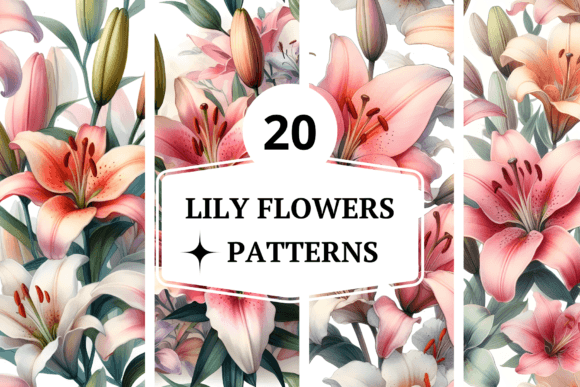 Lily Flowers Patterns Grafica Motivi di Carta Di eltonrodriguesp
