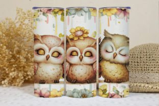 Sleeping Owl Tumbler Wrap PNG Illustration Artisanat Par BonnyDesign 1