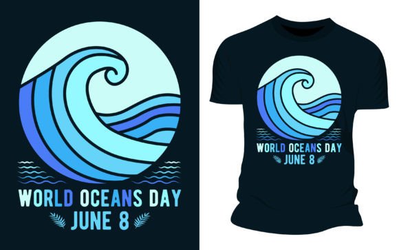 World Oceans Day June 8 - Vector Graphic Grafica Design di T-shirt Di Uttam Das