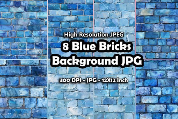 8 Blue Bricks Background Seamless JPG Graphic Patterns By printztopbrand