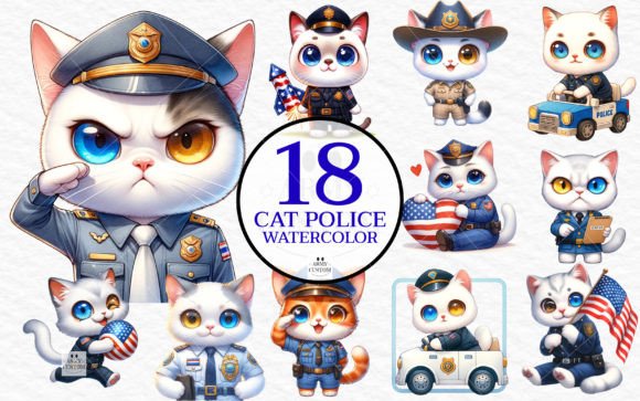 Cat Police Sublimation, White Cat Png Afbeelding Afdrukbare Illustraties Door Army Custom
