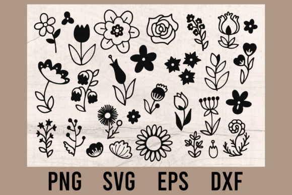 Doodle Flower Cut Files | PNG, SVG Graphic Crafts By thevectorconnection