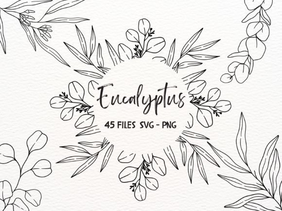 Eucalyptus Line Art. Eucalyptus Svg Illustration Illustrations Imprimables Par Nicolle's Colorful Art