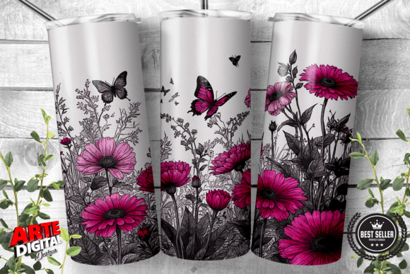 Floral Sublimation 20oz Tumbler Wrap Grafik Druck-Vorlagen Von Arte Digital Designs