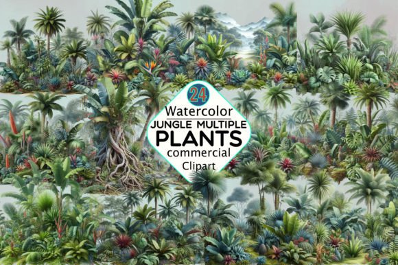 Jungle Multiple Plants Clipart Grafik Druckbare Illustrationen Von SVGArt