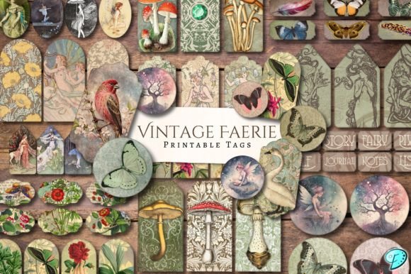 Vintage Faerie Tags Printable Ephemera Graphic Objects By Emily Designs