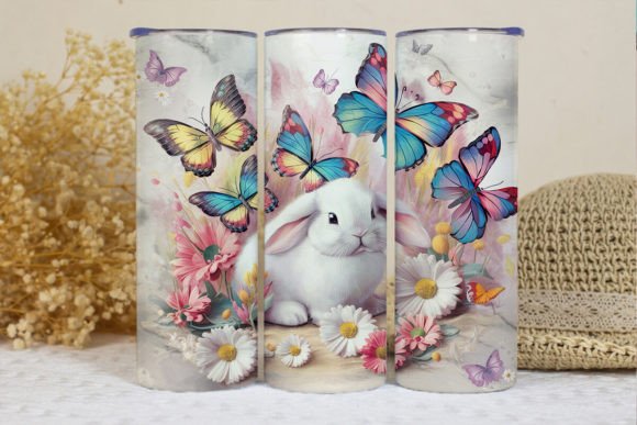 White Bunny Tumbler Wrap Png Graphic Crafts By BonnyDesign