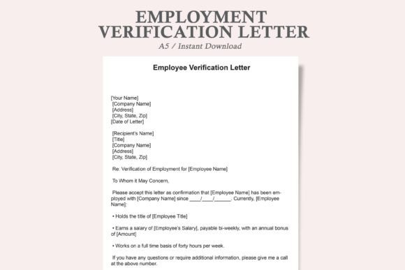 Job Verification Letter Grafika Szablony do Druku Przez watercolortheme