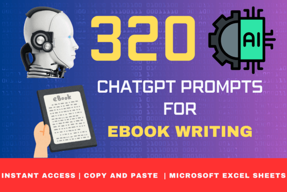 320 ChatGPT Prompts for Ebook Writing Gráfico Páginas y libros para colorear Por Chromatic Charm