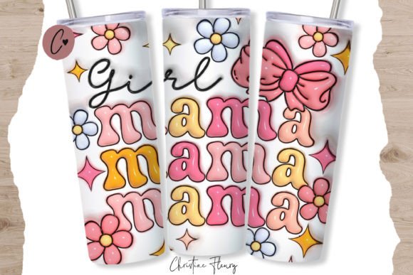 3D Inflated Coquette Girl Mama Tumbler Graphic Crafts By Christine Fleury