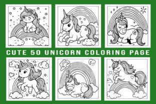 Cute 50 Unicorn Coloring Pages for Kids Graphic AI Coloring Pages By Creative Design Expert 1