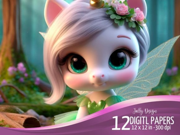 Cute Baby Animals Dressed Like a Fairy 3 Graphic Illustrations By jallydesign