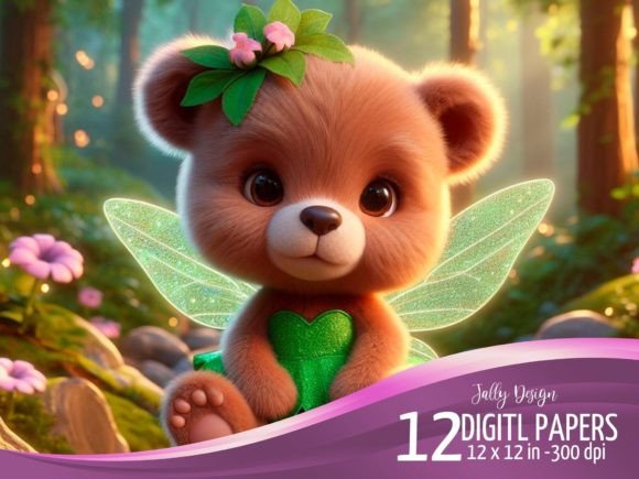 Cute Baby Animals Dressed Like a Fairy 5 Graphic Illustrations By jallydesign