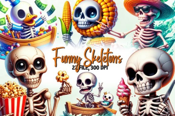Funny Skeletons Sublimation Clipart Graphic Illustrations By Dreamshop