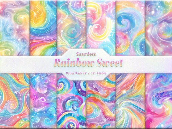 Rainbow Sweet Digital Paper Grafika Tła Przez DifferPP
