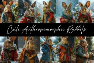 Vintage Style Anthropomorphic Rabbits Graphic Illustrations By Digital Magpie Design Studio 1