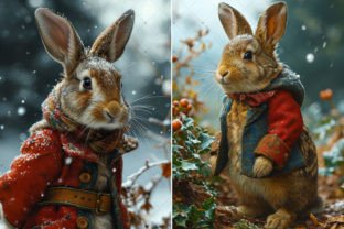 Vintage Style Anthropomorphic Rabbits Graphic Illustrations By Digital Magpie Design Studio 2
