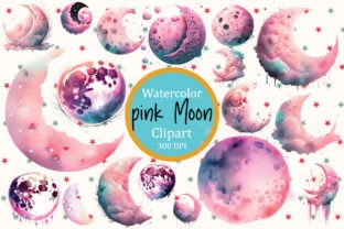Pink Moon Clipart, Moons Clipart Png Graphic Illustrations By Colourful