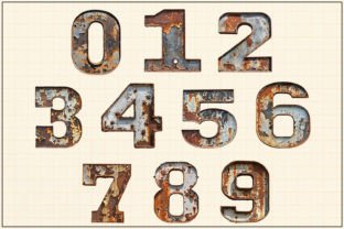 Alphabet Rusted Old Metal Sublimation Graphic Illustrations By DS.Art 3