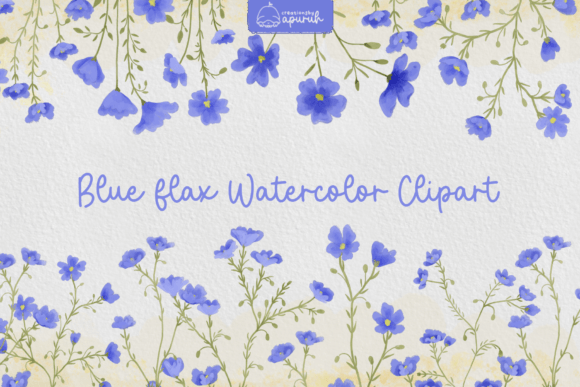 Blue Flax Watercolor Clipart Graphic Illustrations By creationsbyapuruh