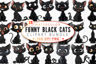 Funny Black Cats Clipart Bundle Illustration Artisanat Par STCrafts 1