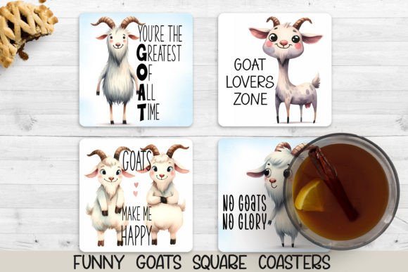 Funny Farm Goat Coaster. Sublimation PNG Graphic AI Illustrations By NadineStore