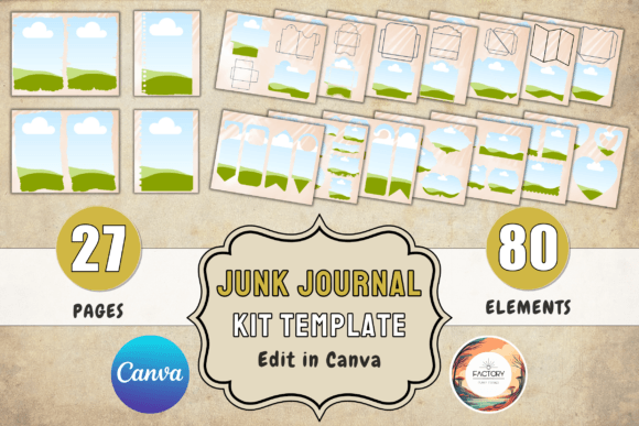 Junk Journal Template Canva Journal Page Grafik Druck-Vorlagen Von LostDeLucky
