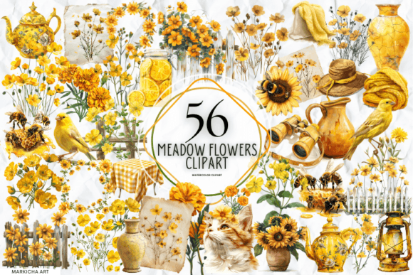 Meadow Flowers Clipart Graphic Illustrations By Markicha Art
