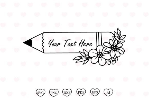 Pencil Flower Svg Monogram Teacher Svg Grafika Szablony do Druku Przez Tadashop Design