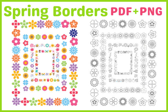 Spring Clipart Borders Graphic Objects By ElksArtStudio