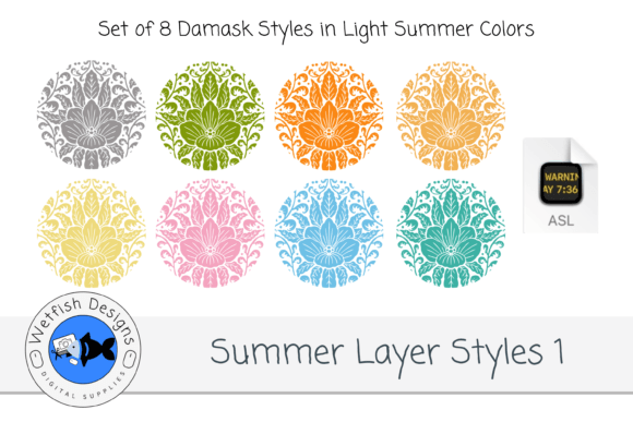Summer Damask Photoshop Layer Styles Illustration Layer Styles Par Wetfish Designs