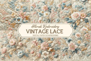 Vintage Lace Florals Embroidery Paper Graphic AI Patterns By AKAlice Studio 1
