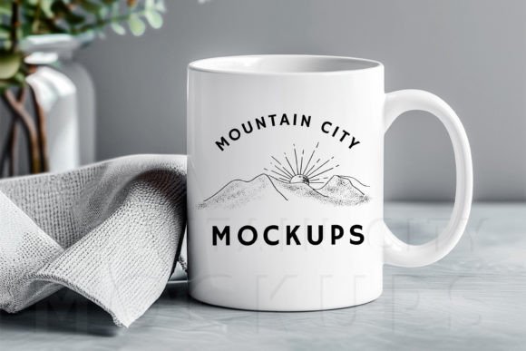 11oz White Mug Mockup, Lifestyle Mockup Graphic Product Mockups By MountainCityMockups
