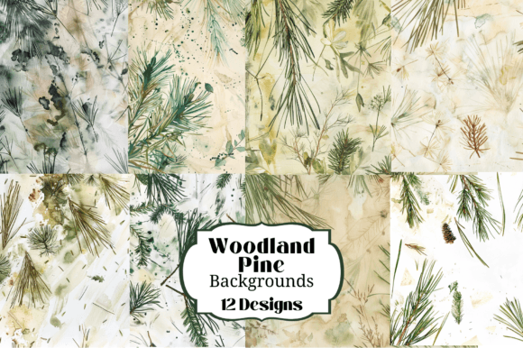 12 Watercolor Woodland Pine Conifer Tree Gráfico Fondos Por Laura Beth Love