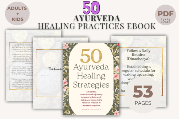 50 Ayurveda Healing Strategies Ebook Graphic KDP Interiors By Nora as