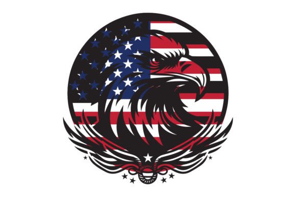 American Eagle with USA Flag Graphic Illustrations By BreakingDots